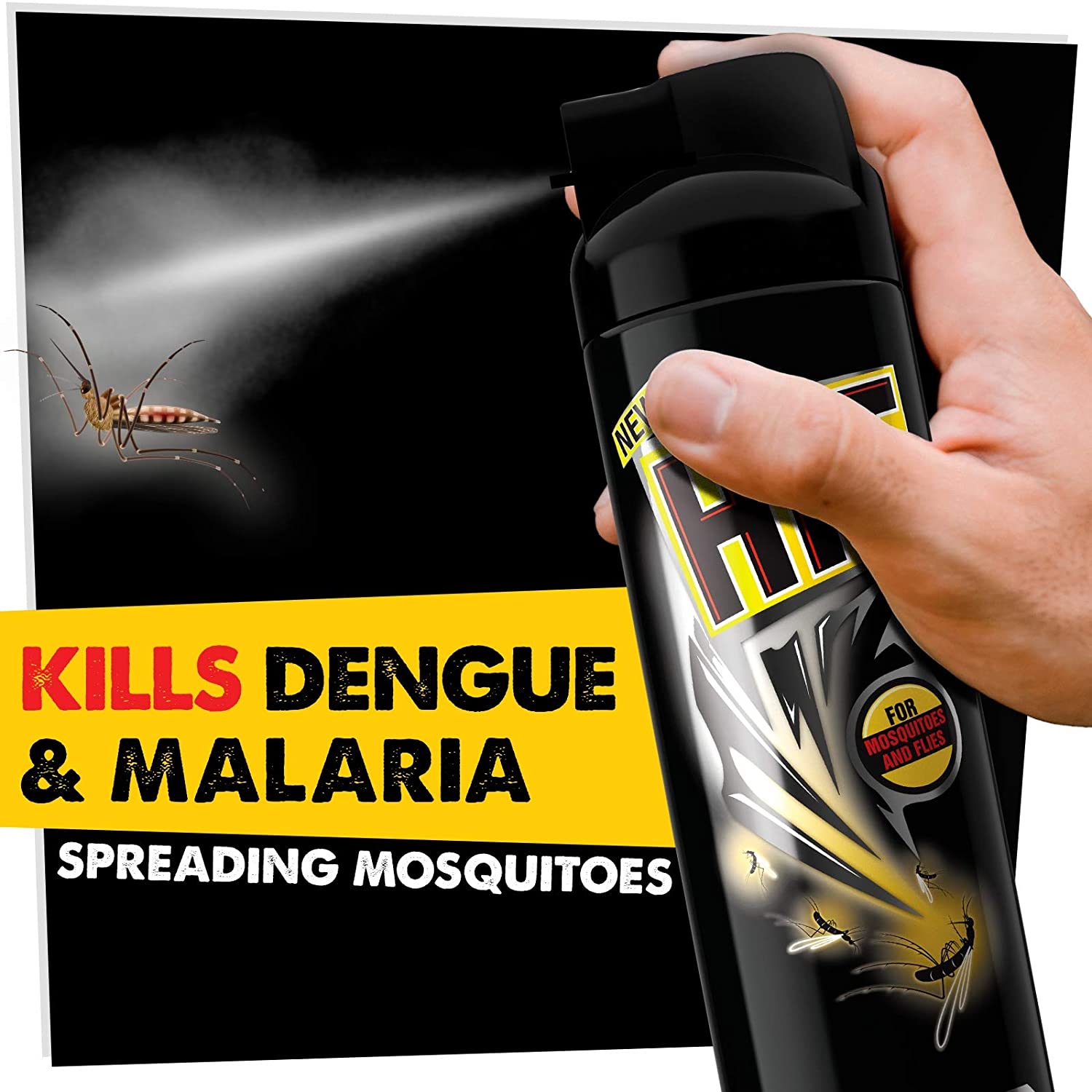HIT Spray - Flying Insect Killer, (320ml) - Mosquito & Fly Killer Spray / Black Hit - Image 2