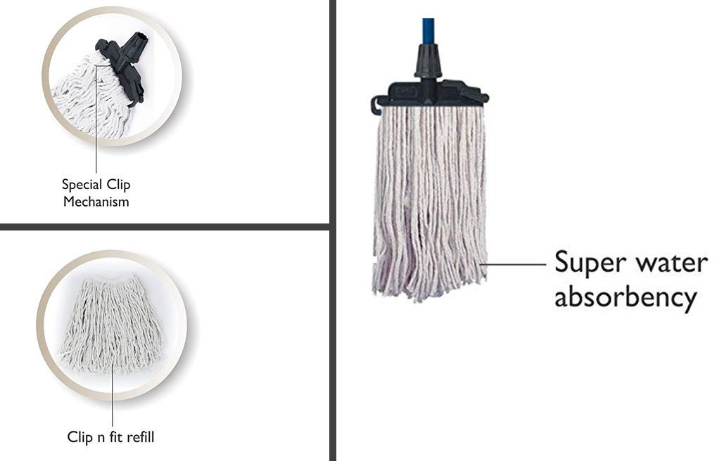 Gala Clip n Fit Floor Mop Refill | Floor Mop Cotton Refill (Pack of 01) - Image 3