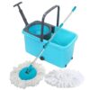 Proclean Prestige Bucket Spin Mop with Wheels & Drain Spout | Quick Spin Mop with 2 Microfiber Heads | Telescopic Pipe 19-22 MM | Bowl: Plastic | Color Sea Green|G 930 A